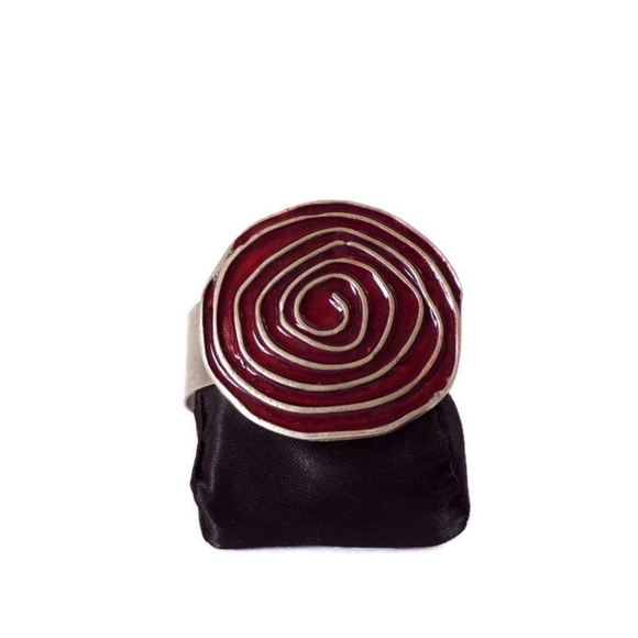 Cuff Bracelet with Enamel Painted Rosette J885 - Picture 6 of 6